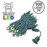 Novelty Lights 100 Light LED Christmas Mini Light Set, Outdoor Lighting Party Patio String Lights, Warm White, Green Wire, 34 Feet