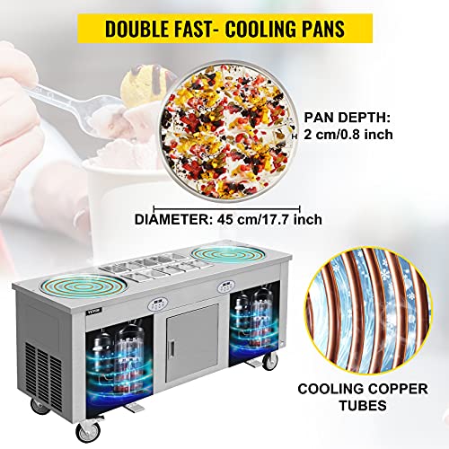 VEVOR Commercial Ice Roll Maker, 2800W StirFried Ice Cream Roll