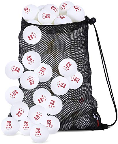 Clinch Star Ping Pong Balls 50 Count for Table Tennis 3-Star 40mm - with Mesh Carry Bag (White)
