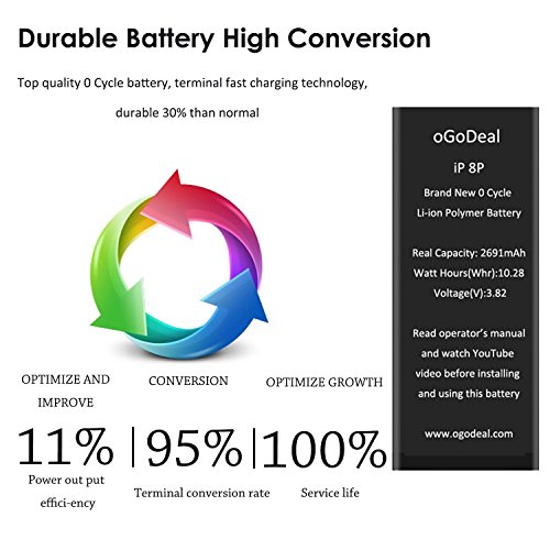 oGoDeal Battery Replacement Compatible for iPhone 8 Plus Battery Repair Kit 2691mAh A1864, A1897, A1898