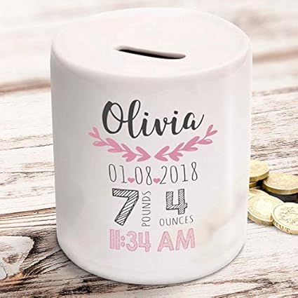 personalised money box baby girl