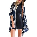 NOMENI Vintage Women Girls Floral Print Long Loose Kimono Jacket Coat Cardigan Blouses