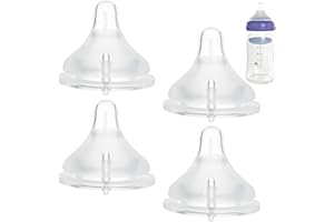 CAMTOVGCA Silicone Bottle Nipples Compatible with Lansinoh Bottles, 4 Pack Replacement Bottle Nipple, Leak-Proof, BPA-Free, Anti-Colic, Size M for 3+ Months (Medium Flow)