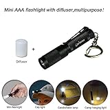 Mini AAA Keychain flashlight K3,high bright 150 lumens 3 levels,as small flashlight caplight camplight tablelight,waterproof torch for EDC,reading,sleep,dog walking,camping,hiking, Emergency
