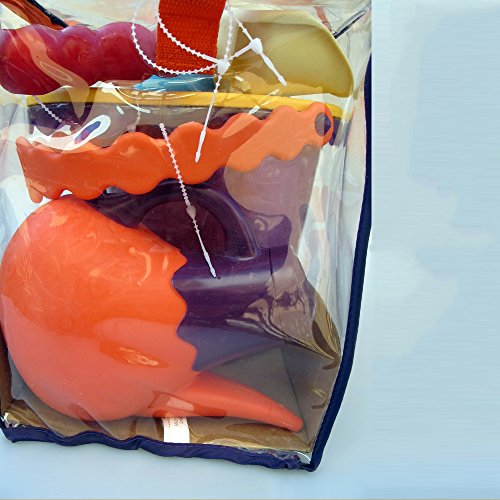 510pXmhMLdL - B. toys - B. Ready Beach Bag - Beach Tote with Mesh Panel and 11 Funky Sand Toys - Phthalates and BPA Free - 18 m+