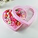 AUCH 36Pcs Cute Adjustable Mixed Kid's Girls Pink Cartoons Flowers Polymer Resin Children Jewelry Rings, Heart Gift Box