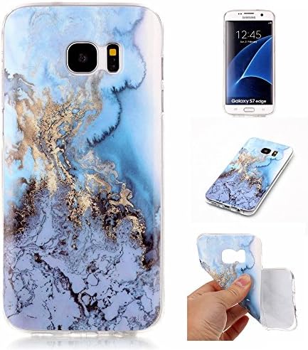 Galaxy S7 Edge Case,GLORYSHOP [Marble pattern] [Drop Protection] Premium Slim Fit Flexible TPU Case Shock-Absorption and Anti-Scratch Back Cover for Samsung Galaxy S7 Edge,[Blue]