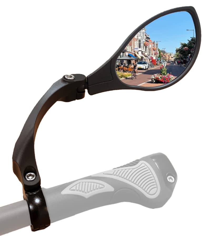 Hafny New Handlebar Bike Mirror, HD Blast-Resistant, Safe Crystal Clear Glass Mirror, Adjustable Rotatable Bike Mirror, Rearview Mirror, Bicycle Mirror, HF-M902RB-FR01(Anti-glare Blue Right)