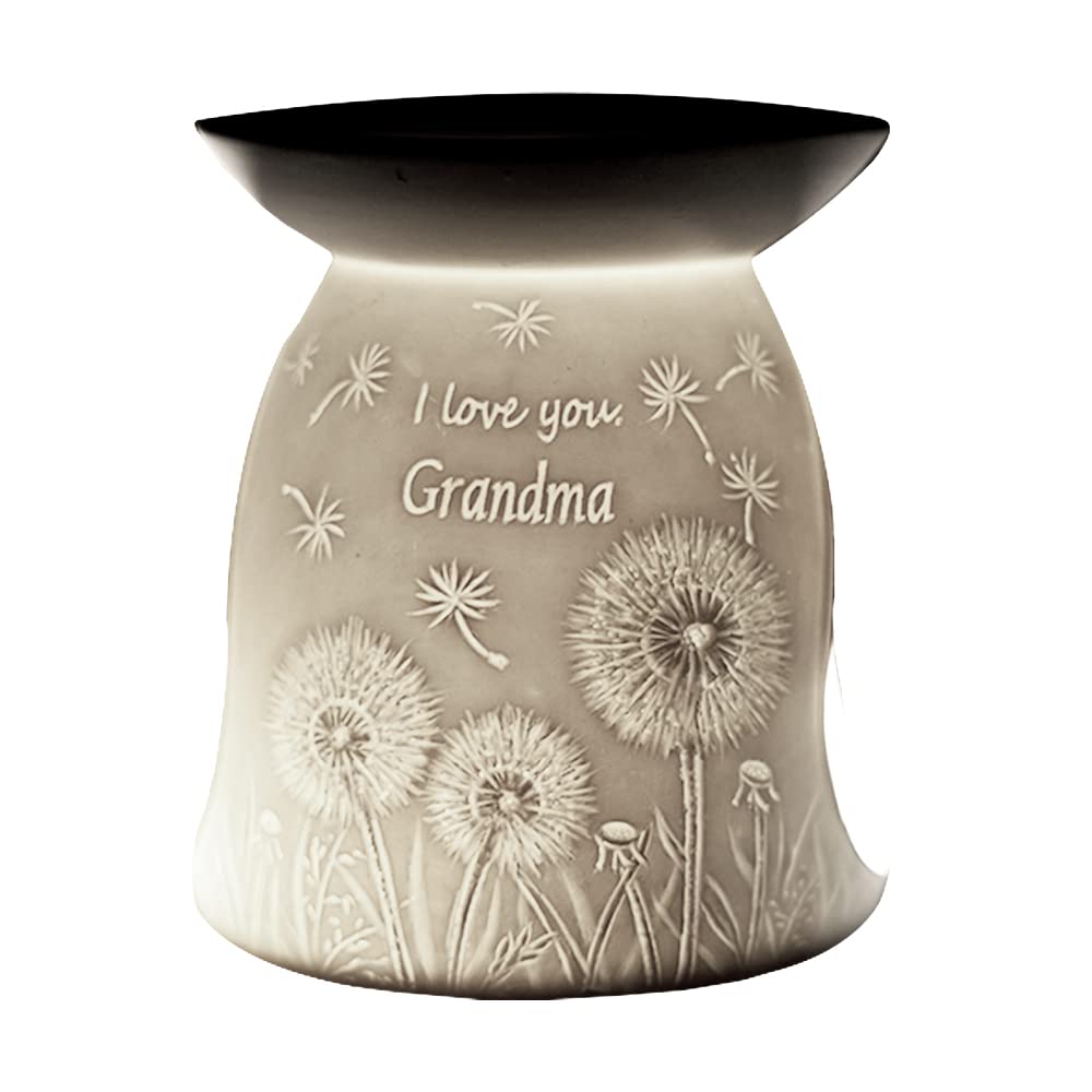 Cello Tealight Wax Melt & Oil Burner – ‘I Love You Grandma’ Porcelain Warmer | Home Fragrance Release | Safe for Homes with Children & Pets, Nan Gifts for Grandmas