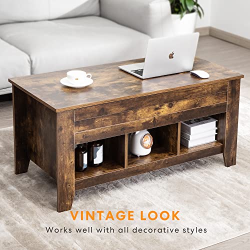 VIVOHOME Lift Top Coffee Table, Dining Table with Hidden and 3 Open