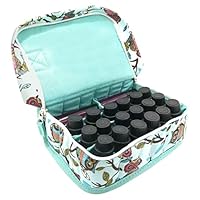 HENGSONG 20-Bottle Owl Essential Oil Carrying Case Oil Cases for Essential Oils Handle Bag for Travel and Home Light Green