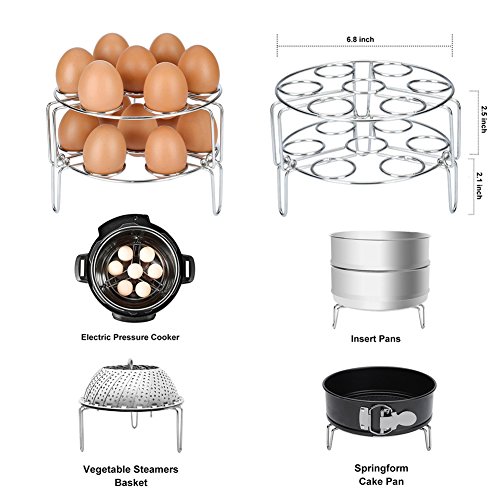 Steamer Basket Rack Set for Instant Pot Accessories - Include Steam Basket, 2-Pack Stackable Egg Steam Stand, Plate Gripper, Silicone Potholder Mat, Pair of Mini Mitts for Pressure Cooker Accessories - Thumbnail 3