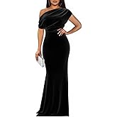 FUMY Women's Off Shoulder Mermaid Formal Party Evening Dresses Floral Velvet Long Wedding Guest Dress FM002