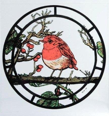 HENSITA Static Window Cling in a Fat Robin Design.