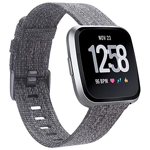 EZCO Bands Compatible with Fitbit Versa/Versa 2 / Versa Lite, Woven Fabric Breathable Watch Strap Quick Release Replacement Wristband Accessories Compatible Versa Smart Watch Women Man