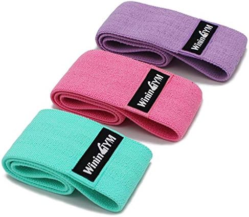 WininGYM Anti Slip Elastic Hip Bands Cotton Fabric Exercise Body Bands Booty Resistance Bands for Yoga Pilates Stretching Training Fitness Workout