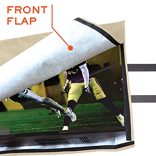 Outdoor TV Cover 55 inch with Front Flap Beige Weatherproof