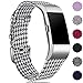 Maledan Bands Compatible with Fitbit Charge 2 and Charge 2 HR Fitness Activity Tracker for Women Men, Durable Woven Fabric Watch Band Replacement Accessories Strap Wristband, Small, Black/White Plaid