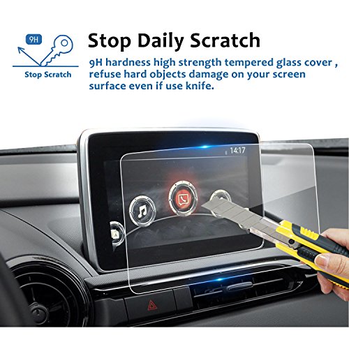 LFOTPP 2016-2019 Mazda CX-3 MX-5 7-Inch MZD Connect Car Navigation Screen Protector, Clear Tempered Glass Infotainment Display in-Dash Center Touch Screen Protector
