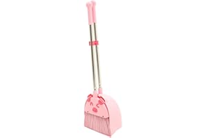 IWOWHERO Boys and Girls Broom and Small Dustpan Set for Toddlers, Pink Cartoon Pig Design, Kindergarten Cleaning Toy, Child H