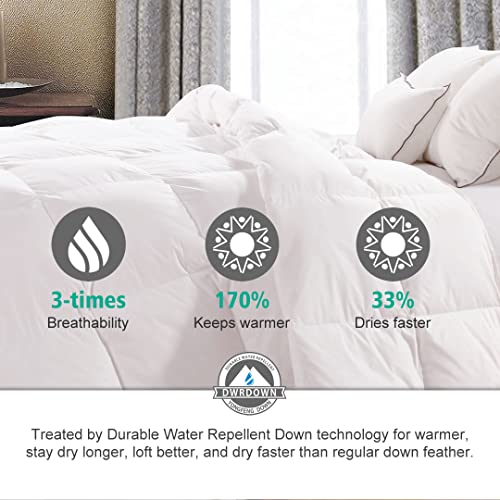 APSMILE Luxurious California King Down Feather Comforter, Ultra-Soft Down Feather Duvet, 41oz Hotel Collection Medium Warmth All Season Duvet Insert (104x96, White)
