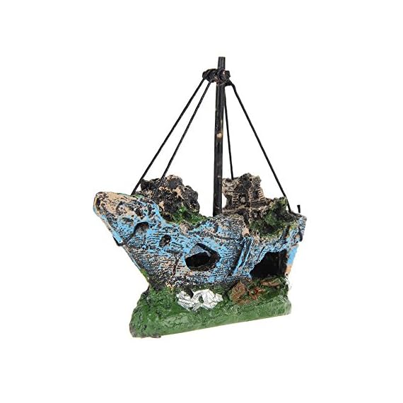 Superdream Resin Fishing Boat Aquarium Ornament Plastic Decoration