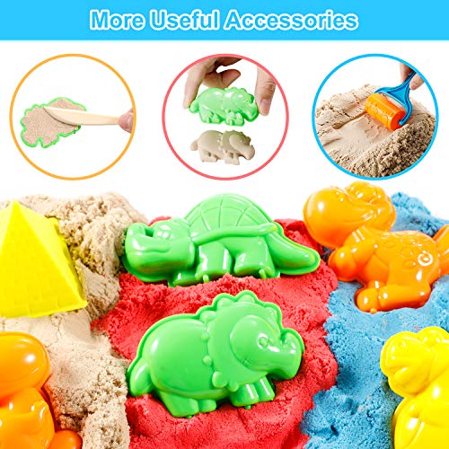 Play Sand Theefun 46Pcs Sand Toys Set with 3lbs Colored SandBeach