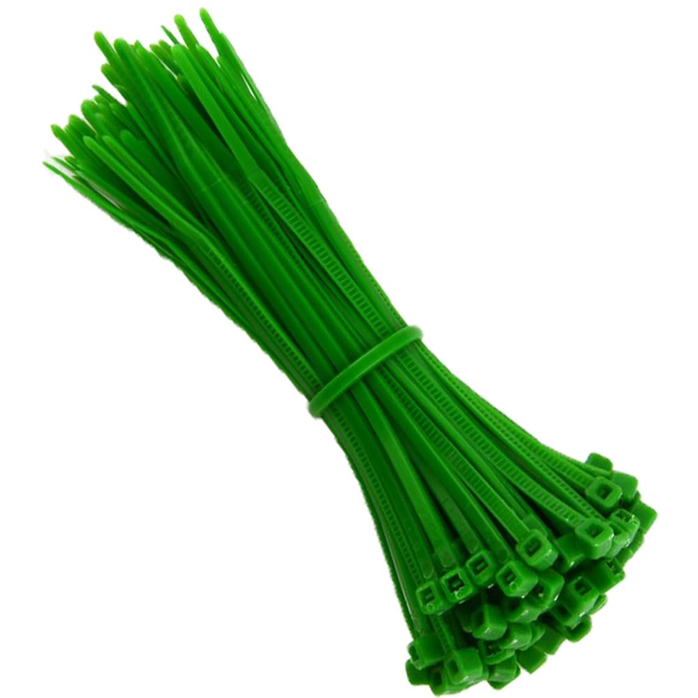 KafTon Pack of 100 Green Cable Zip Ties, UL Nylon, Perfect for PC, Bicycle Tie Wrap DIY Home Wire Vegetable Garden Office (200mm x 4.8mm) Green