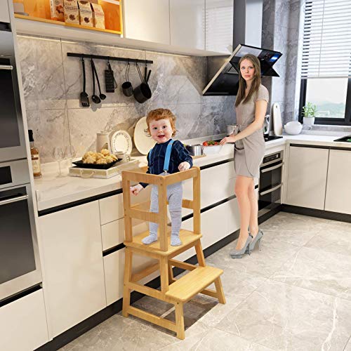 Popin Lover Kitchen Step Stool for Kids and Toddlers with Safety Rail, Kids Step Stool Standing Tower Learning Stool for… - Image 2