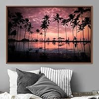Framed Canvas Wall Art Palm Tree Colorful Cool Group Multicolor Photography Places Realism - 16x24 inches