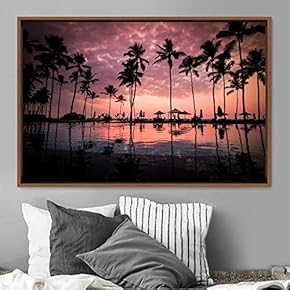 signwin Framed Canvas Wall Art Palm Tree Colorful...