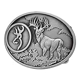 Buckle Rage Adult Unisex Buck Hunter Whitetail Deer Emblem Belt Buckle Silver
