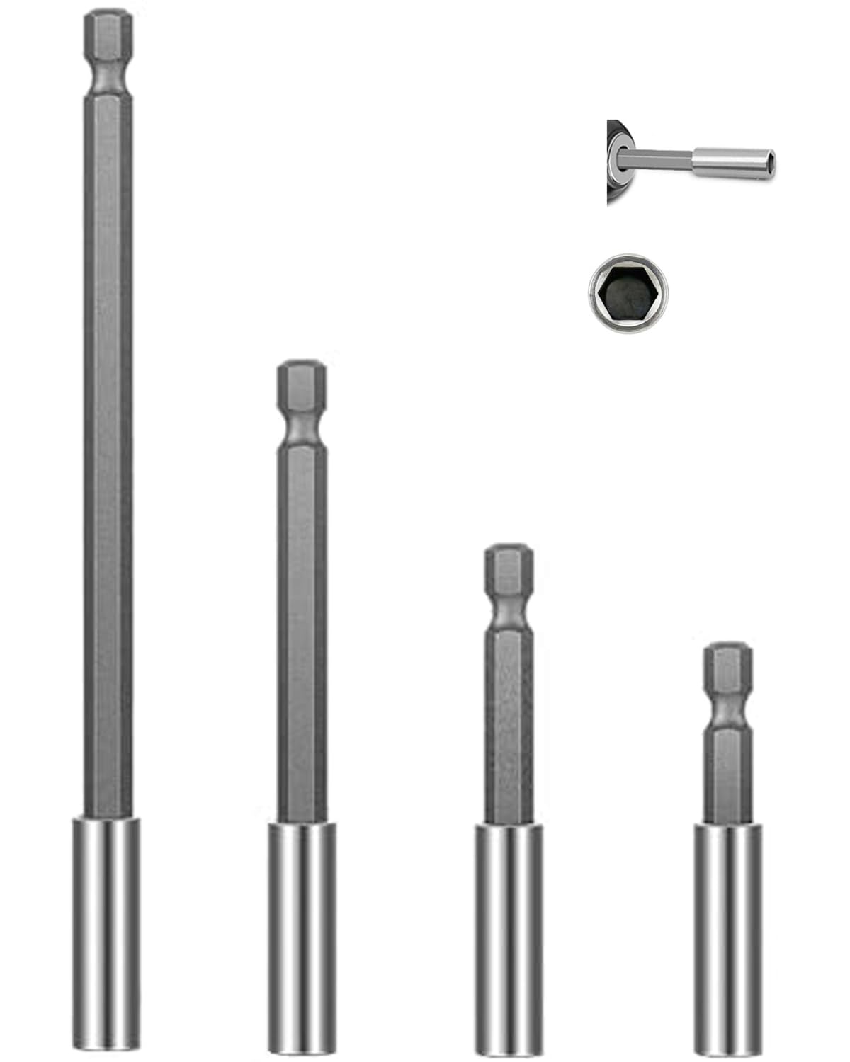 Photo 1 of 4 Pieces Drill Extension Bit Holder Set,1/4 Magnetic Hex Shank Screwdriver Drill Bit Extension Holder 63.5/75/100/150mm for Household Use, DIY, Repair Work, and More