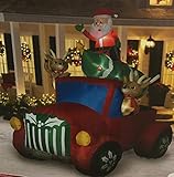 Santa Truck Retro with Christmas Tree on Roof Airblown Inflatable 8ft