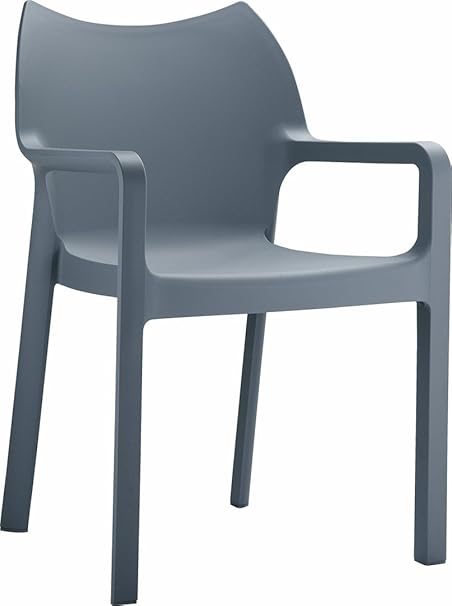 Amazon Com Compamia Diva Resin Outdoor Patio Dining Arm Chair In Dark Gray Commercial Grade Garden Outdoor
