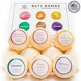 Bath Bomb Gift Set, 6 Pack - Organic Bath Bombs - Lush & Fizzy Bath Bomb w/ 100% Pure Essential Oils - Made in USA