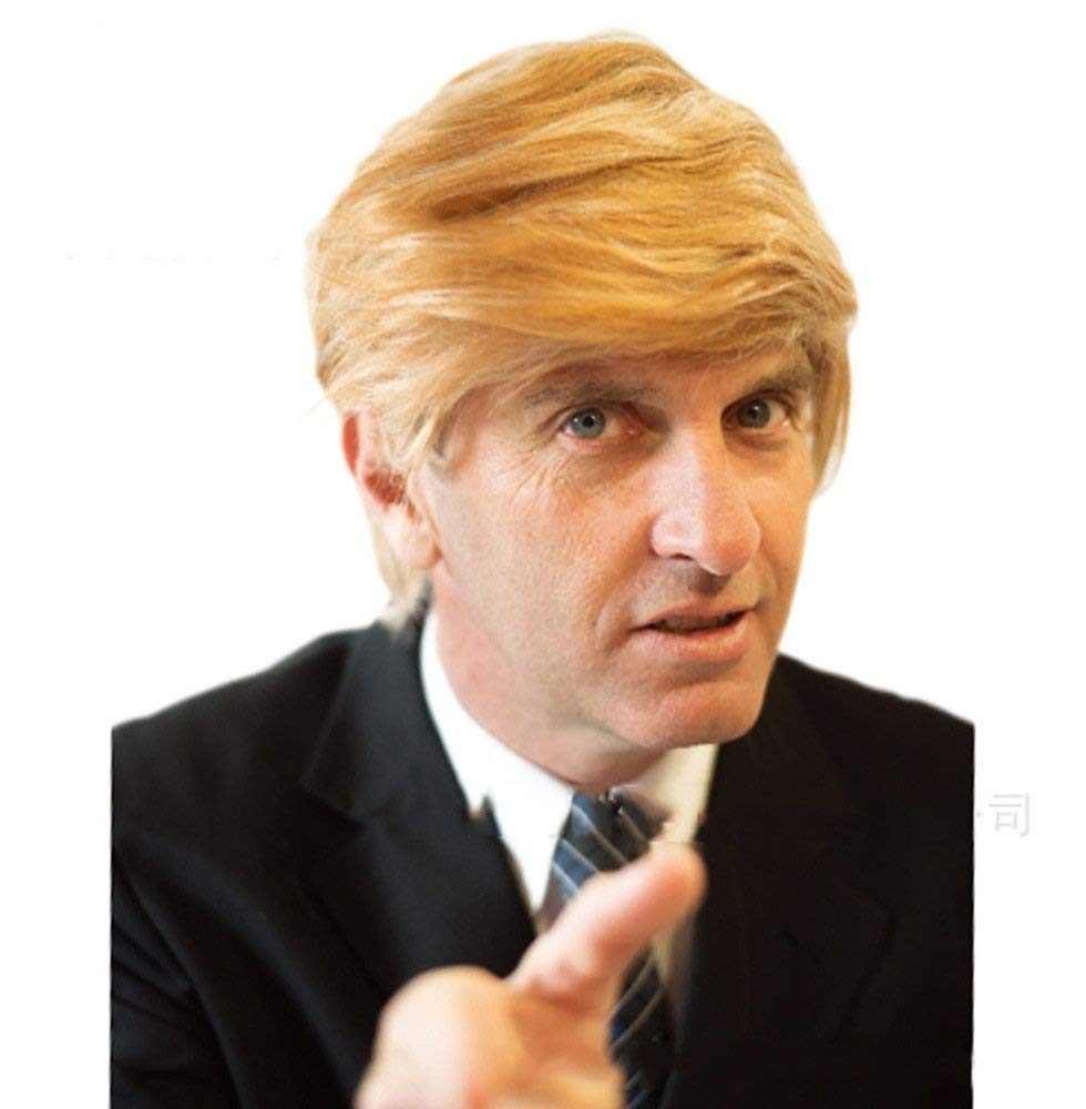 eBoutik - KEEP AMERICA GREAT - REALISTIC SHORT BLONDE DONALD TRUMP WIG - COSTUME PRIME MINISTER, USA PRESIDENT TRUMP FANCY DRESS (BLONDE SHORT WIG) โ image 1