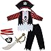 Boys Pirate Costume Children's Pirate Role Play Dress-up, Black, Size 7-9 Years