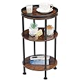 ZEXVIDA Side Table, Small Round Side Table for Small Spaces, 3-Tier Round Accent Table Slim Corner Table, Vintage Small End Table Sofa Side Table for Living Room Small Nightstand Bedroom(Rustic Brown)