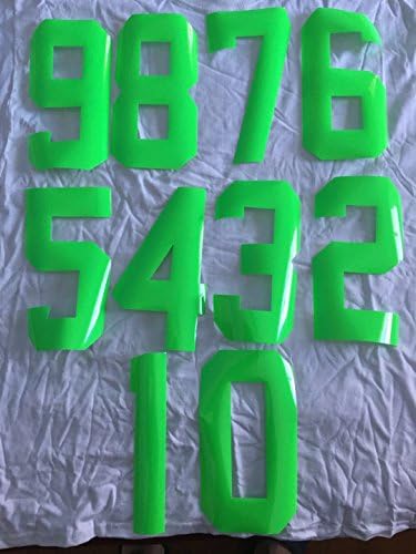 NEON GREEN Numbers Kit(0-9),8" Tall for Sports T-Shirt jersey football Baseball,Iron On, heat transfer, team,t-shirt(Style A)