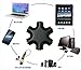SEGMOI® Snowflakes Shape 6-Way 3.5mm Stereo Audio Headset Hub Splitter Up to 5 Headphones for iPhone 4 4S 5 5S 6 6Plus iPad iPod Touch Mp3 Mp4 Samsung HTC BlackBerry LG Huawei Xiaomi (Black)