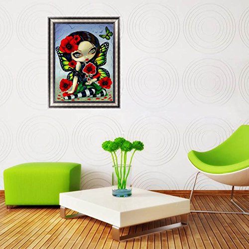 Chige DIY 5D Diamond Painting Kit, Cross Stitch Craft Kits Rhinestone Embroidery Wall Stickers Pasted Picture Drawing for Living Room Craft Home Wall Decor (Girl) - Thumbnail 2