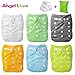 Cloth Diapers, Angel Love 6 Pack Diaper Covers+6 Diaper Inserts+1 Wet Dry Bag, Baby Washable Cloth Pocket Diapers, Reusable, All in one Size, Adjustable Snap, Gift Set, 1ZH01 (Neutral Color)