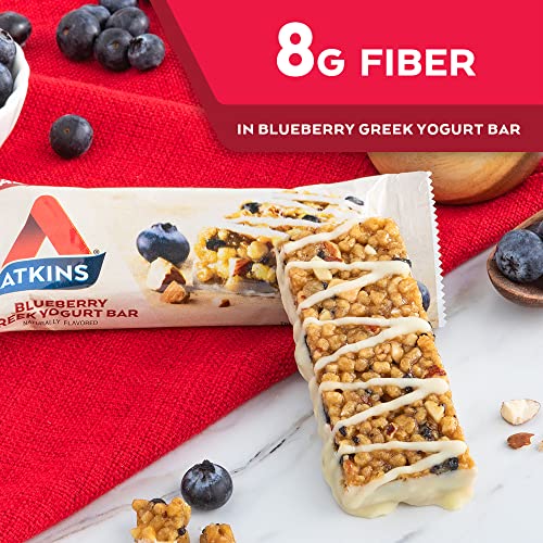 Atkins Blueberry Greek Yogurt Protein Meal Bar, High Fiber, 15g Protein