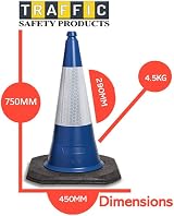 Innovatus Pack of 10 Blue Traffic Cones 750mm Therma Plastic view 5