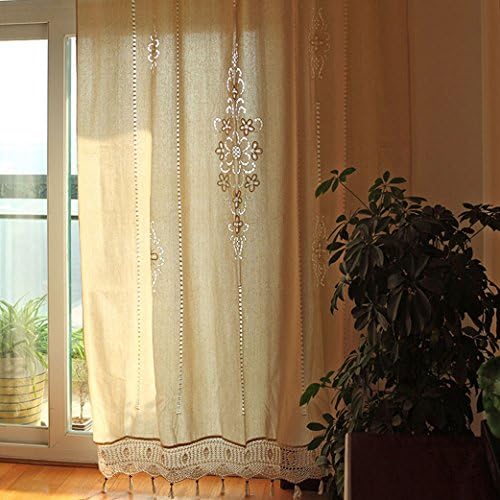 MAXYOYO Exported to Greece Mediterranean Style Hollow Canvas Window Treatments Living Room Window Curtain Floor Curtain 2 Panels Sets (W*L:66"*66")