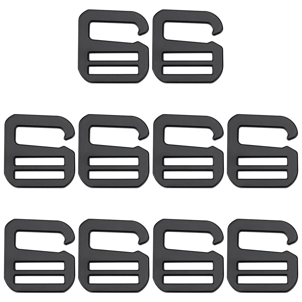 OLYCRAFT 10pcs 24.5mm Black G Hooks Buckles Adjustable Zinc Alloy Buckles Backpack Luggage Strap Buckle Outdoor Webbing Buckle Clip Strong Quick Release Buckles for 2.5cm Bags Belt Dog Collar