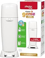 Playtex Baby Diaper Genie Elite Diaper Pail System with Front Tilt Pail for Easy Diaper Disposal, White