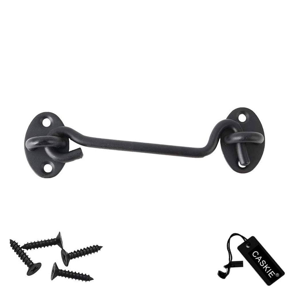 Cabin Hook Stainless Steel Latch and Eye Privacy Hooks Door Stay with Screws Lock for Gate Shutters Window Slide Barn Shed Patio Door - Matte Black