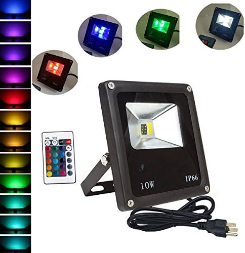 RGBW LED Flood Lights , 4 Models with 16 Color Tones Spotlight, US 3-Plug,Dimmable Color Changing Security Light IP66 Waterproof Outdoor light , for Garden, Yard, Party, Stage 10W